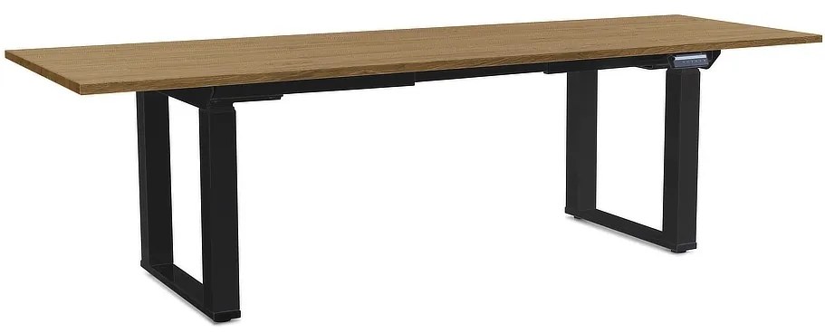 Výškovo nastaviteľný stôl OfficeTech Strong 240 x 80 cm, čierna podnož, dub kamenný