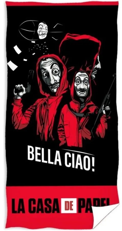 Bavlnená osuška Papierový dom - La casa de papel - Money Heist - motív Bella ciao! - 100% bavlna - 70 x 140 cm