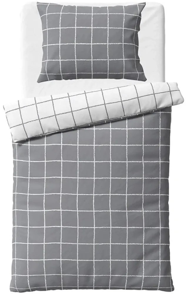 Flanelové posteľné obliečky Káro City - 70x90 cm + 140x200 cm