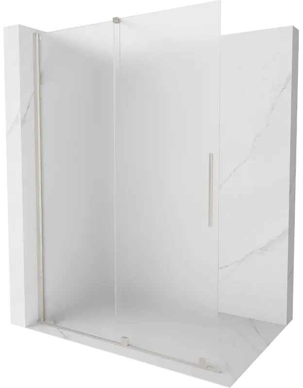 Mexen Velar, sprchová zástena s posuvnými dverami Walk-in 130 x 200 cm, 8mm sklo námraza, brúsená oceľ, 871-130-000-33-97
