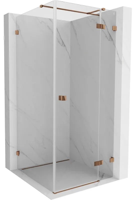 Mexen Lunar T, výklopný sprchový kút pravý 110 x 110 cm, 8mm číre sklo, profil ružové zlato, 834T-110-110-60-00-P