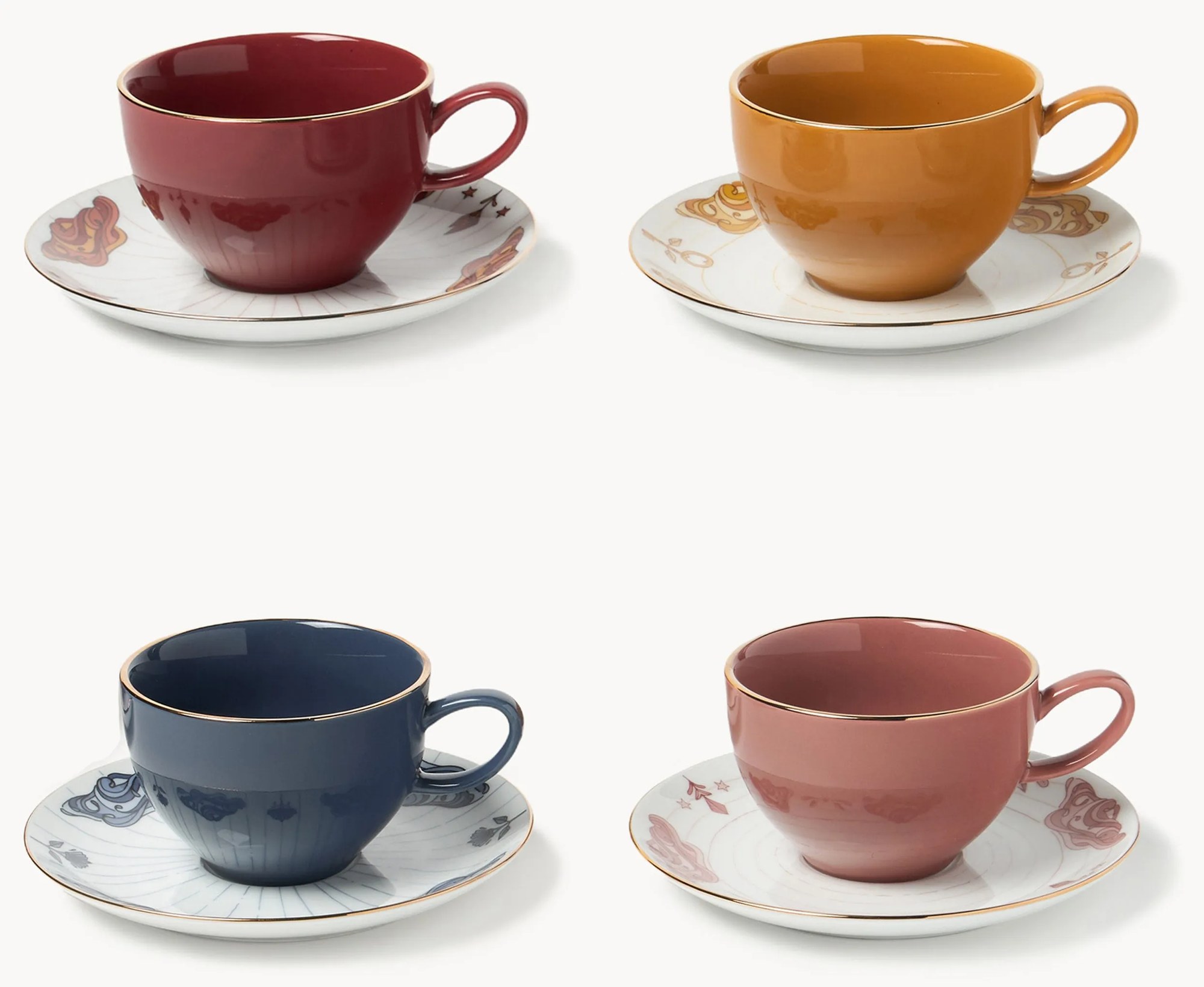 Šálky's podšálkami Mystic, 4 ks