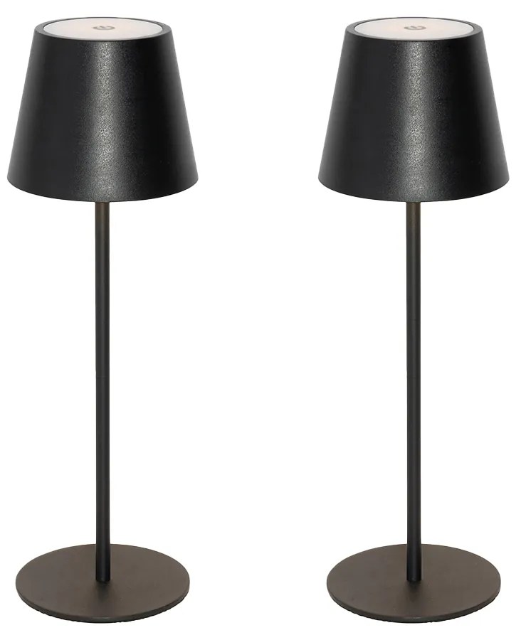 Sada 2 stolových lamp čiernych so stmievačom a nabíjateľných - Murdock