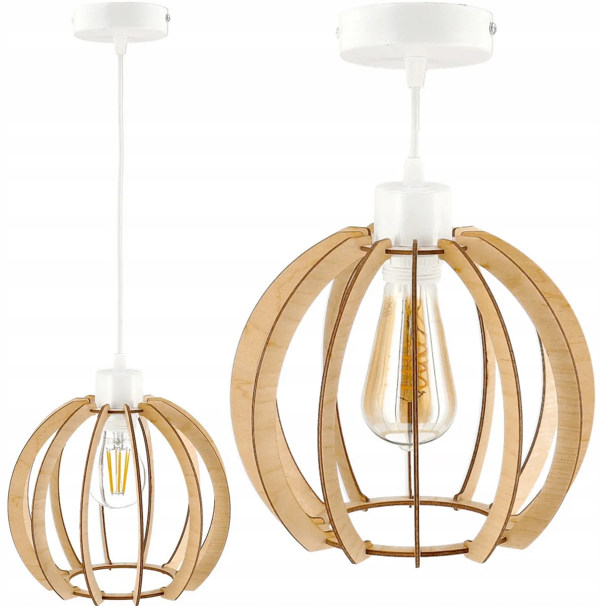 BERGE Drevená nastaviteľná závesná stropná lampa, vzácna guľa