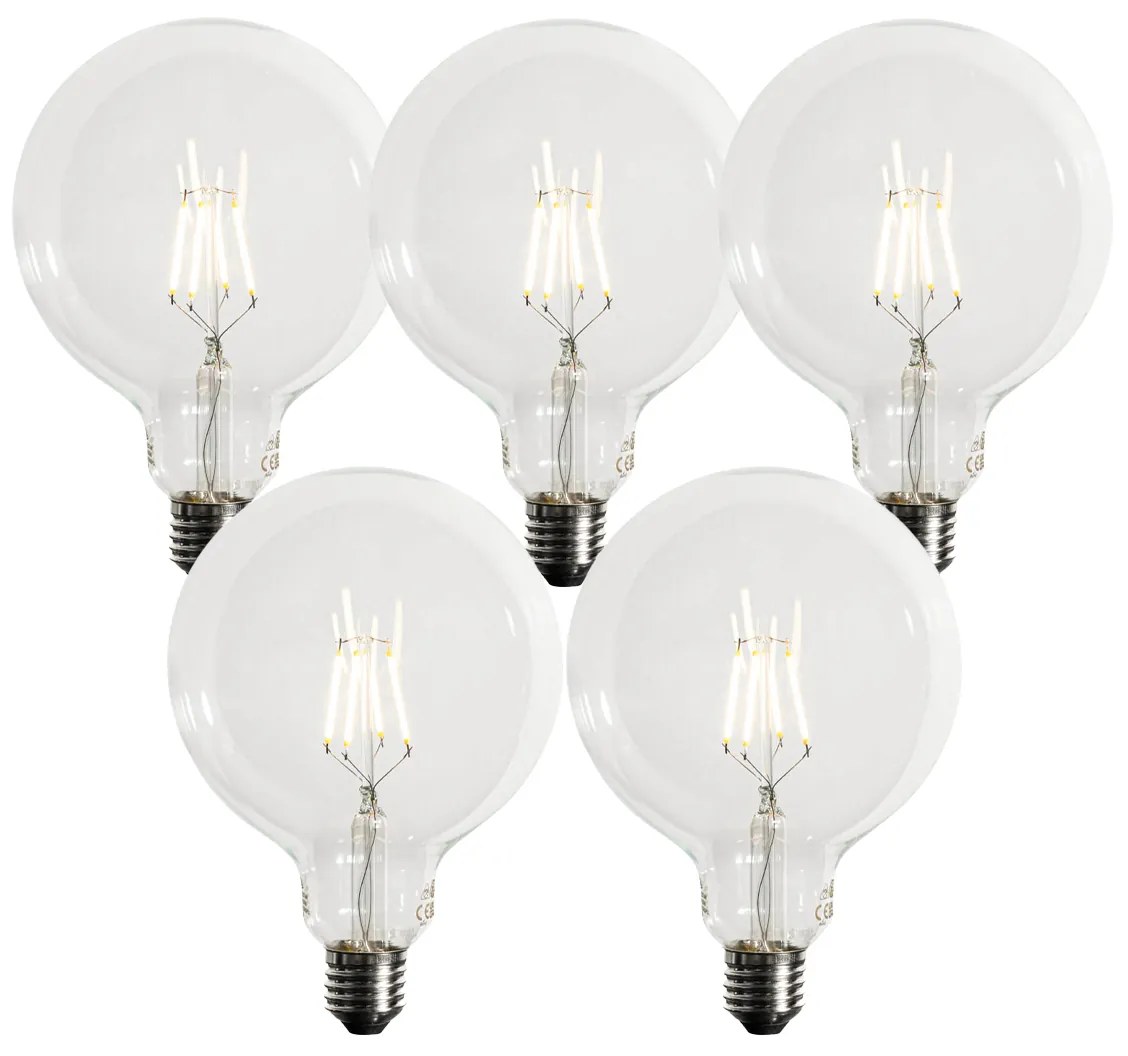 Sada 5 stmievateľných LED žiaroviek E27 G125 5W 450 lm 3000K