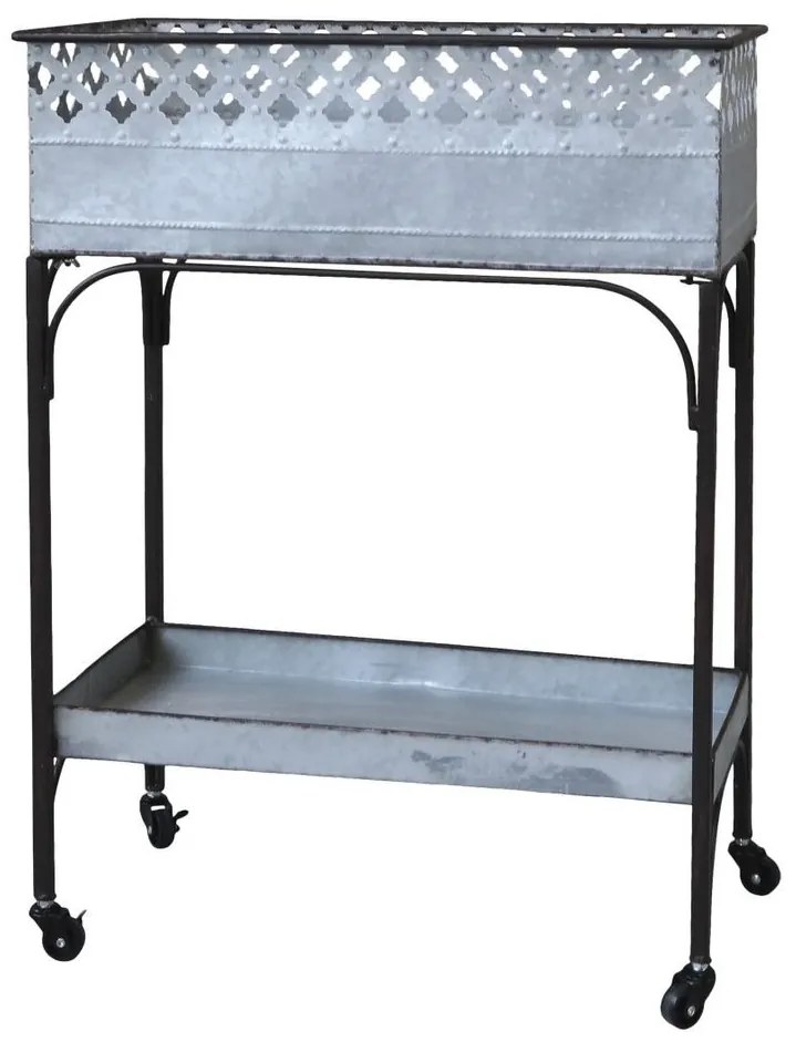 Zinkový antik kovový box na kvety na kolieskach - 63*35*85 cm Zinkový antik kovový box na kvety na kolieskach - 63*35*85 cm