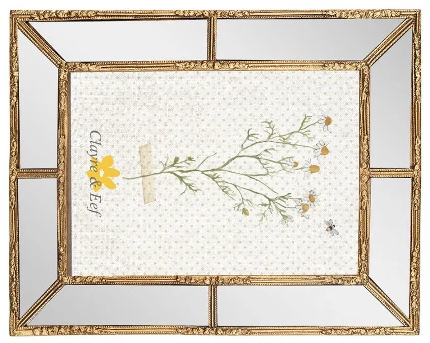 Zlatý antik fotorámik lemovaný zrkadlami - 19*2*24 cm / 13*18 cm