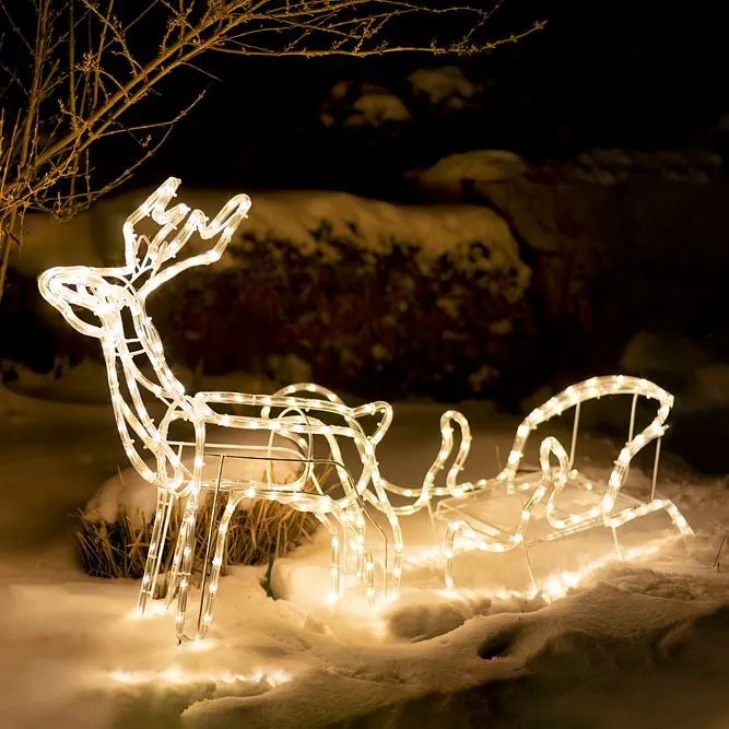 Tween Light LED svetelná dekorácia Sob so saňami, 12 W, 63 × 126 cm