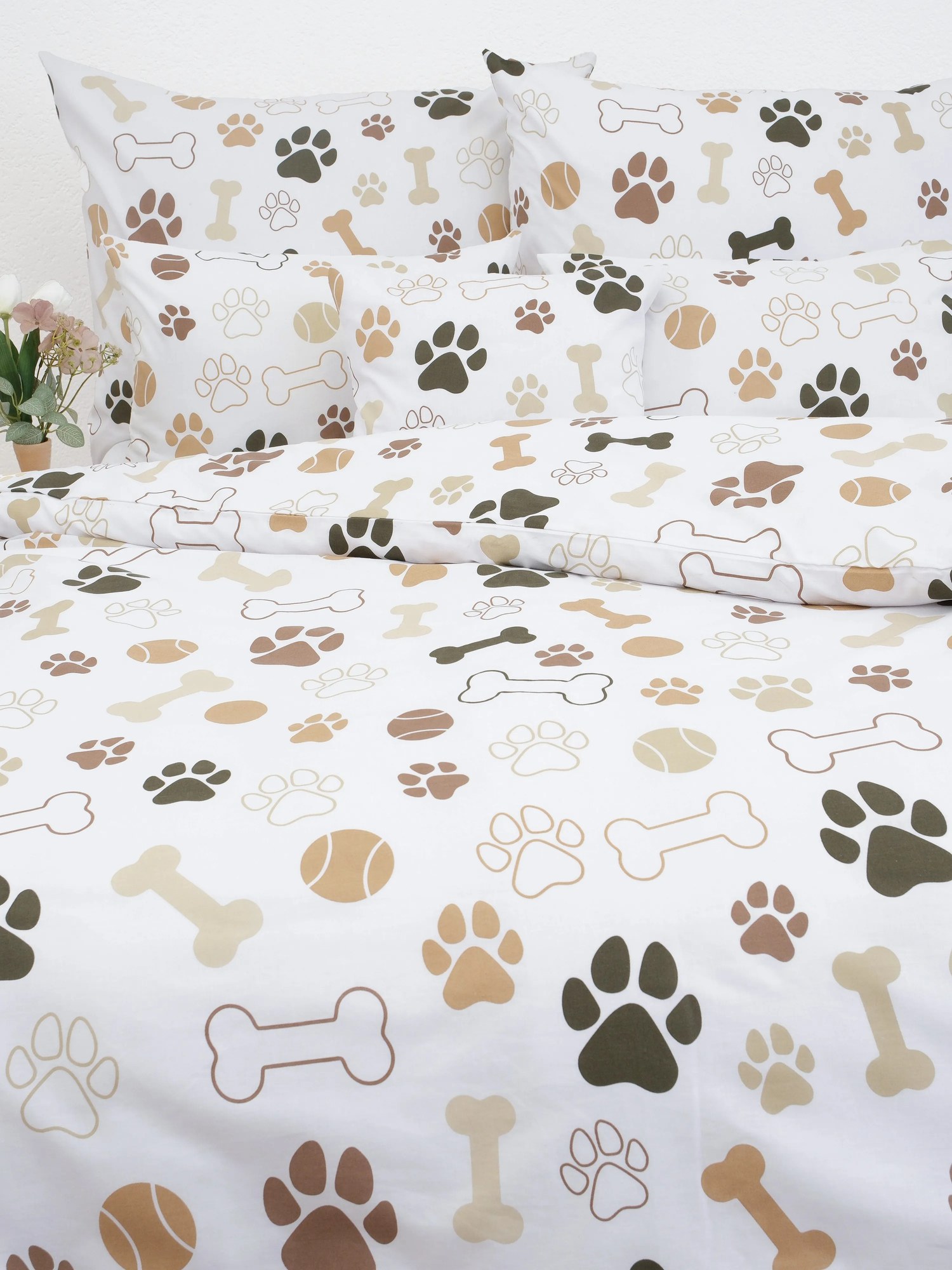 Bavlnené obliečky Renforcé – Psie labky biele