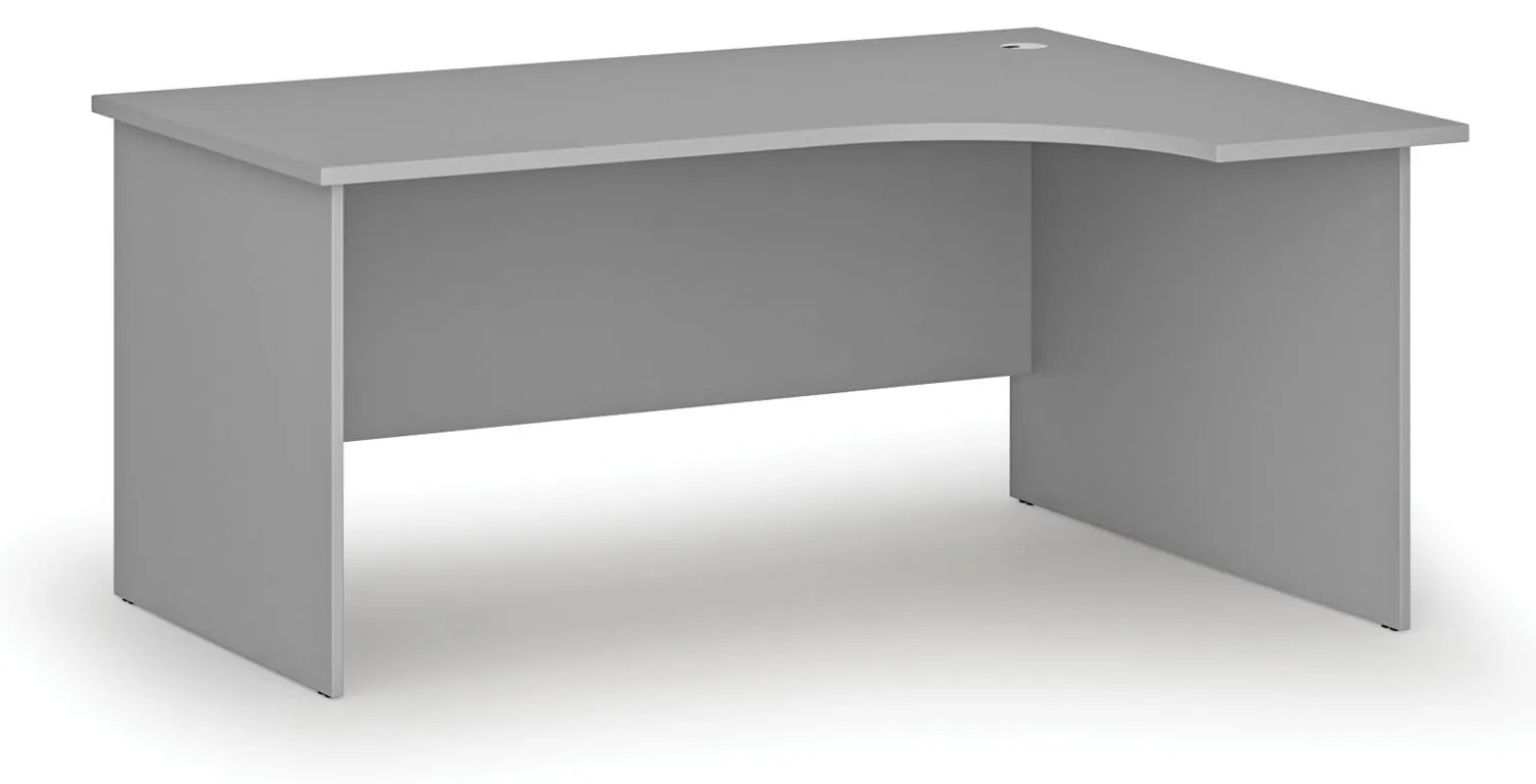 Rohový kancelársky písací stôl PRIMO GRAY, 160x120 cm, pravý, sivá