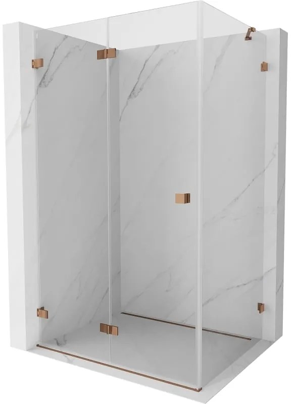 Mexen Lunar-F, skladací sprchový kút ľavý 85 x 80 cm, 8mm číre sklo, ružové zlato 836-085-080-60-00-L