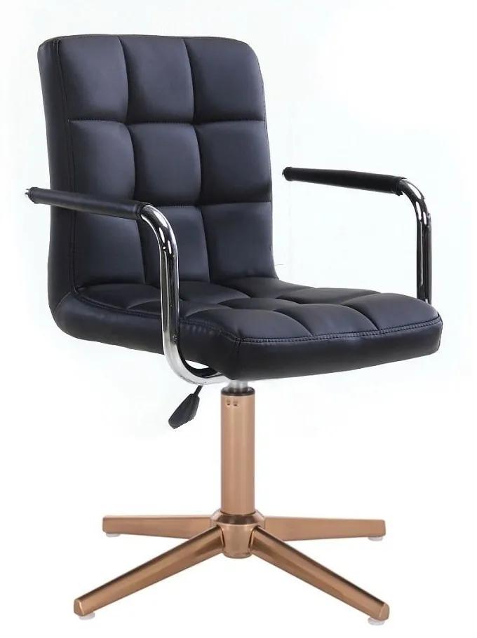 LuxuryForm DESIGN Stolička VERONA na zlatom kríži - čierna