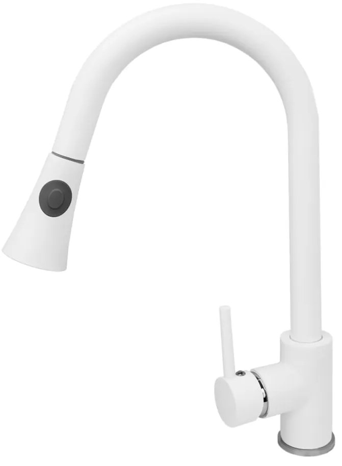 Gamma Taru, vysoká drezová batéria s výsuvným výtokom, biela, GMA-BT-WH