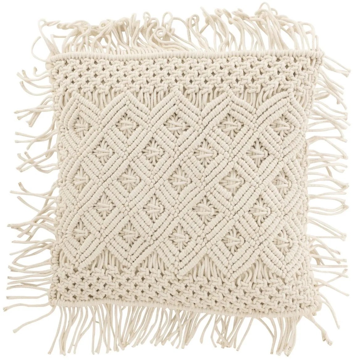 Prírodne biely vankúš s drhaným vzorom Macramé Cosy - 50*12*50 cm