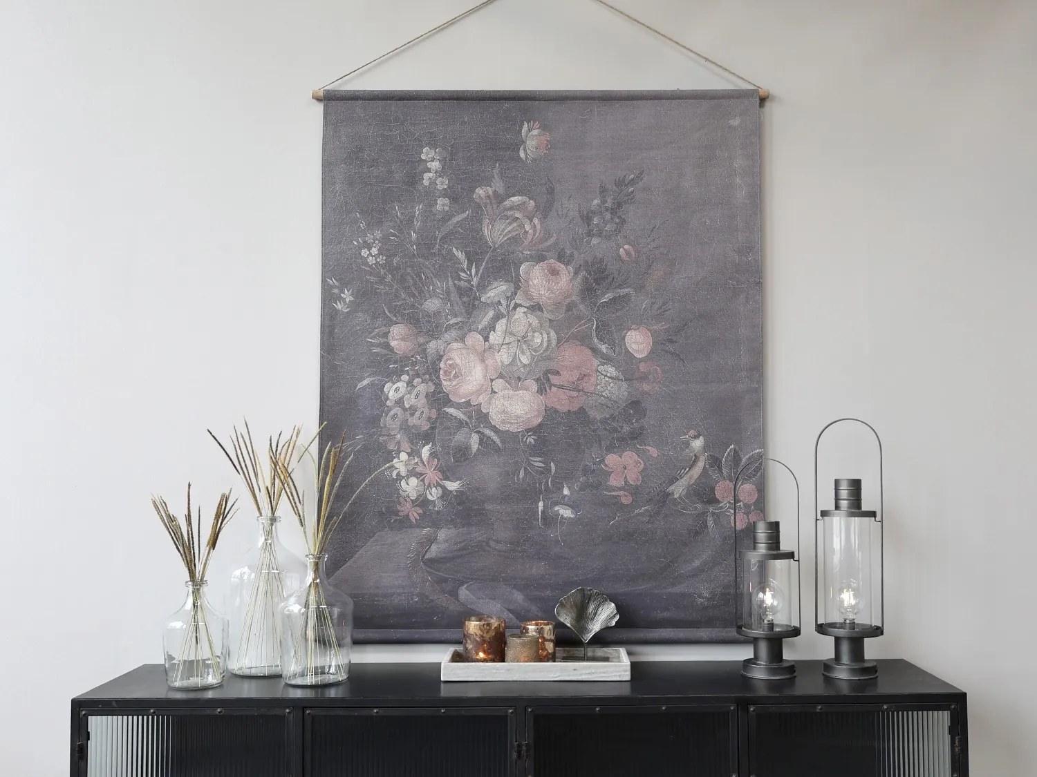 Nástenná vintage mapa s kvetmi Floral print - 124*145cm