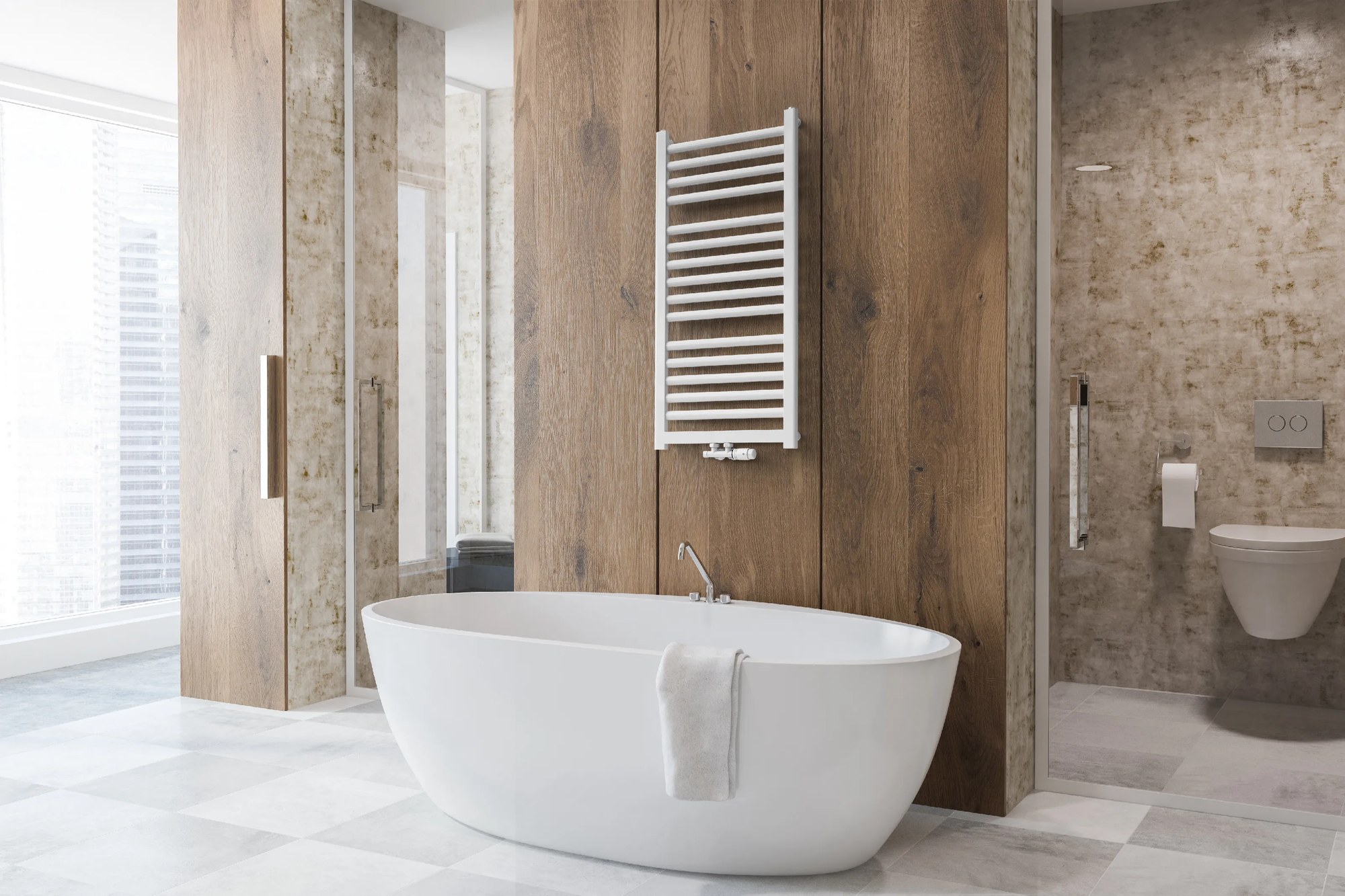 Regnis Elba, vykurovacie teleso 440x1205mm, 521W, spodné stredové pripojenie D50, biela, ELBA120/40/D5/WHITE