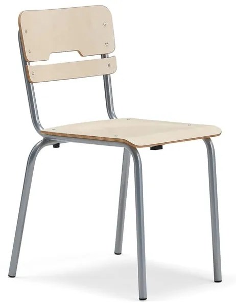 Školská stolička SCIENTIA, široké sedadlo, V 460 mm, strieborná/breza