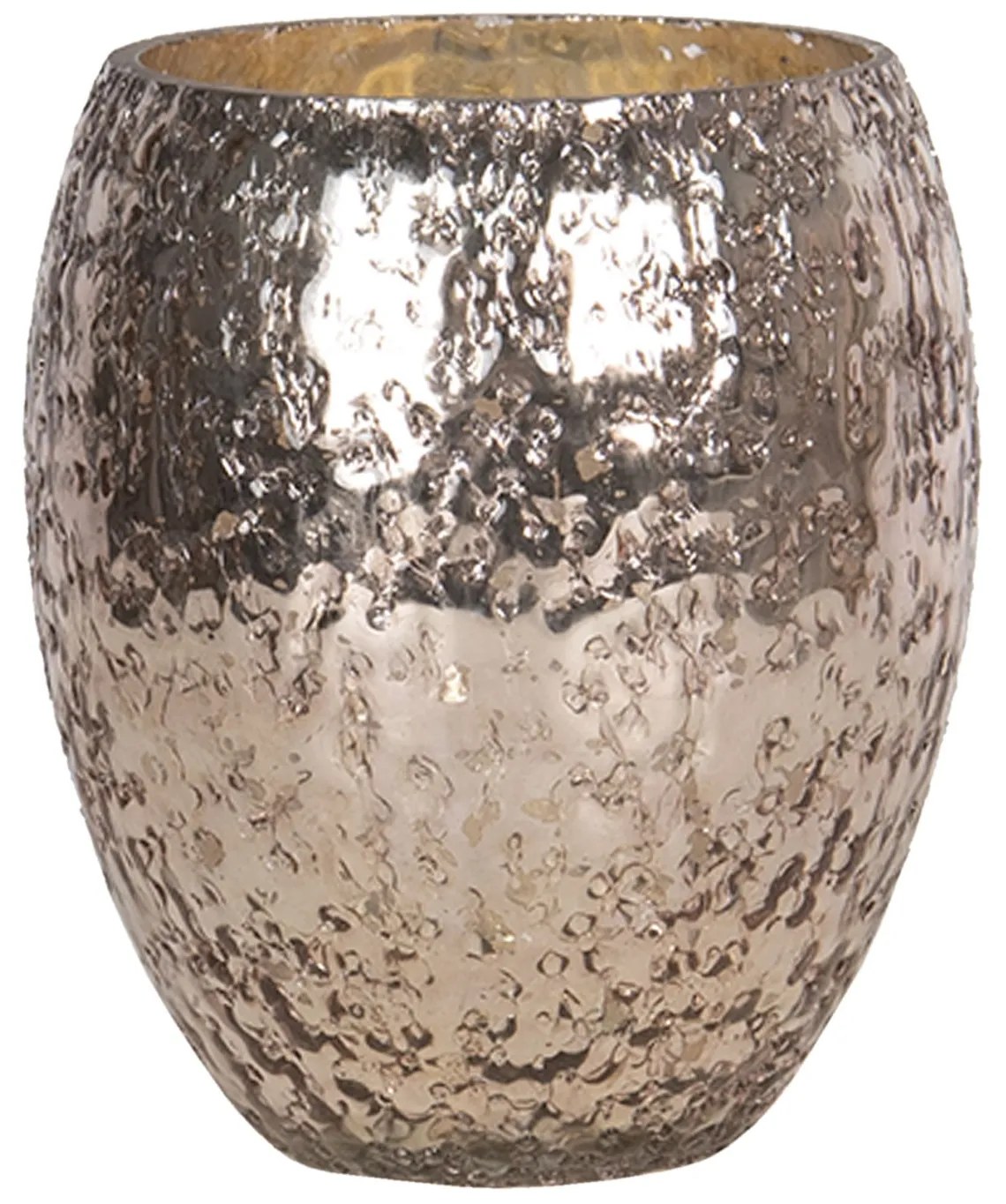 Ružovo - zlatý sklenený svietnik - Ø 14 * 11 cm