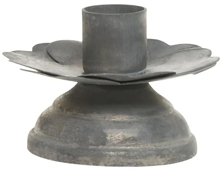 Zinkový antik kovový svietnik na úzku sviečku Flower - 7*11*4 cm