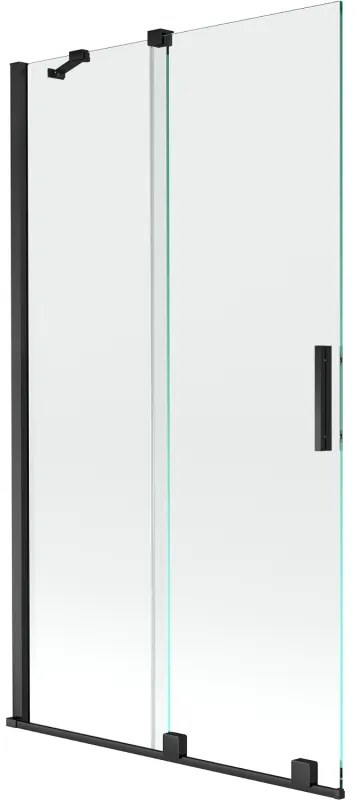 Mexen Velar, 2-krídlová posuvná vaňová zástena 100 x 150 cm, 8mm číre sklo, čierna matná, 896-100-000-01-70