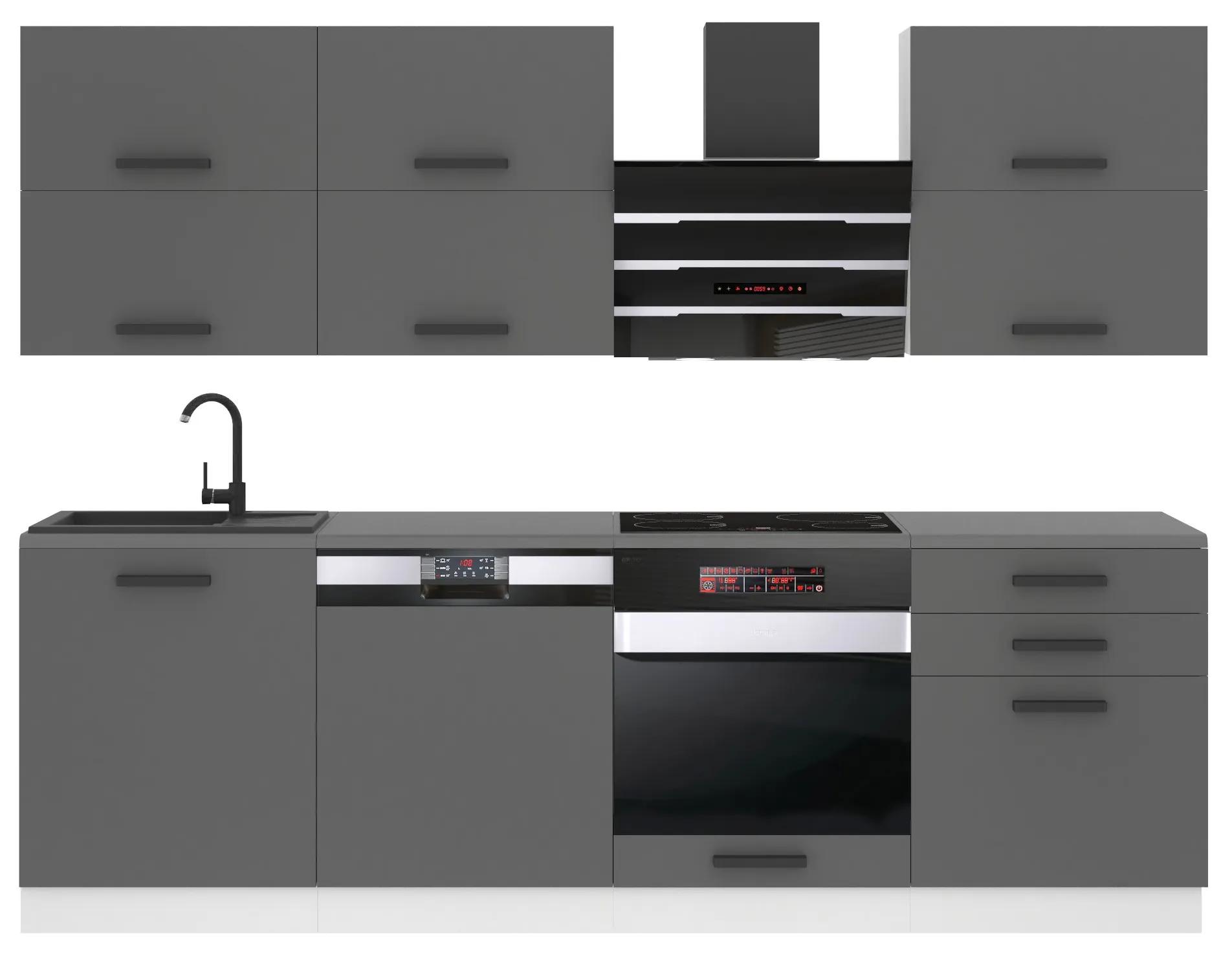 Kuchynská linka Belini Premium Full Version 240 cm šedý mat s pracovnou doskou MADISON