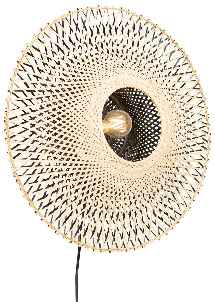 Inteligentná nástenná lampa bambus 50 cm so zástrčkou vrátane Wifi A60 - Rina