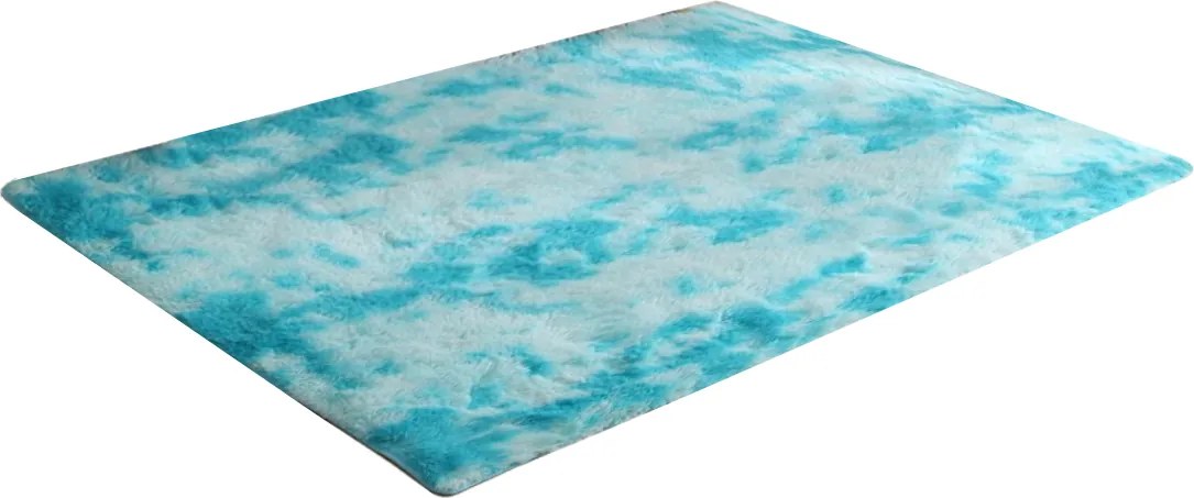 TZ Modrý obdĺžnikový shaggy koberec Ombre Rozmer: 60x120 cm