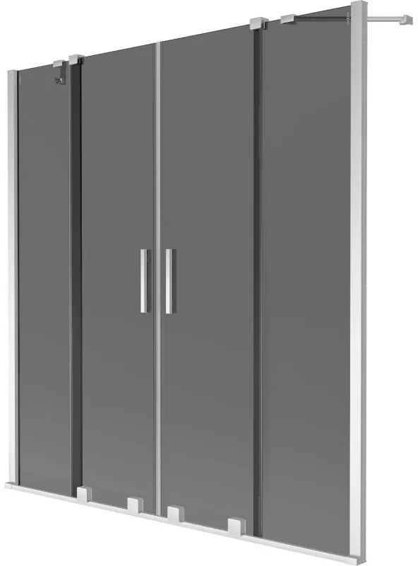 Mexen Velar Duo, 2-krídlová posuvná vaňová zástena 140 x 150 cm, 8mm šedé sklo, chrómový profil, 896-140-000-42-01