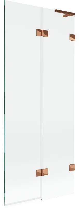 Mexen Lunar L, 2-krídlová vaňová zástena pravá 80 x 150 cm, číre sklo, ružové zlato, 897L-080-100-60-00-P