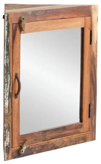furniture-nabytek.cz - Masívna rohová zrkadlová skrinka Sumana z recyklovaného dreva, lakovaná, hnedá – 65×30×65 cm