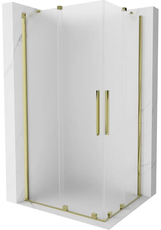 Mexen Velar Duo, sprchový kút s posuvnými dverami 100 x 90 cm, 8mm sklo námraza, zlatá lesklá, 871-100-090-32-50