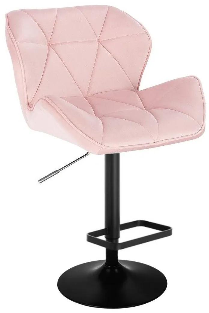 LuxuryForm DESIGN Barová stolička MILANO VELUR na čiernom tanieri - svetlo ružová