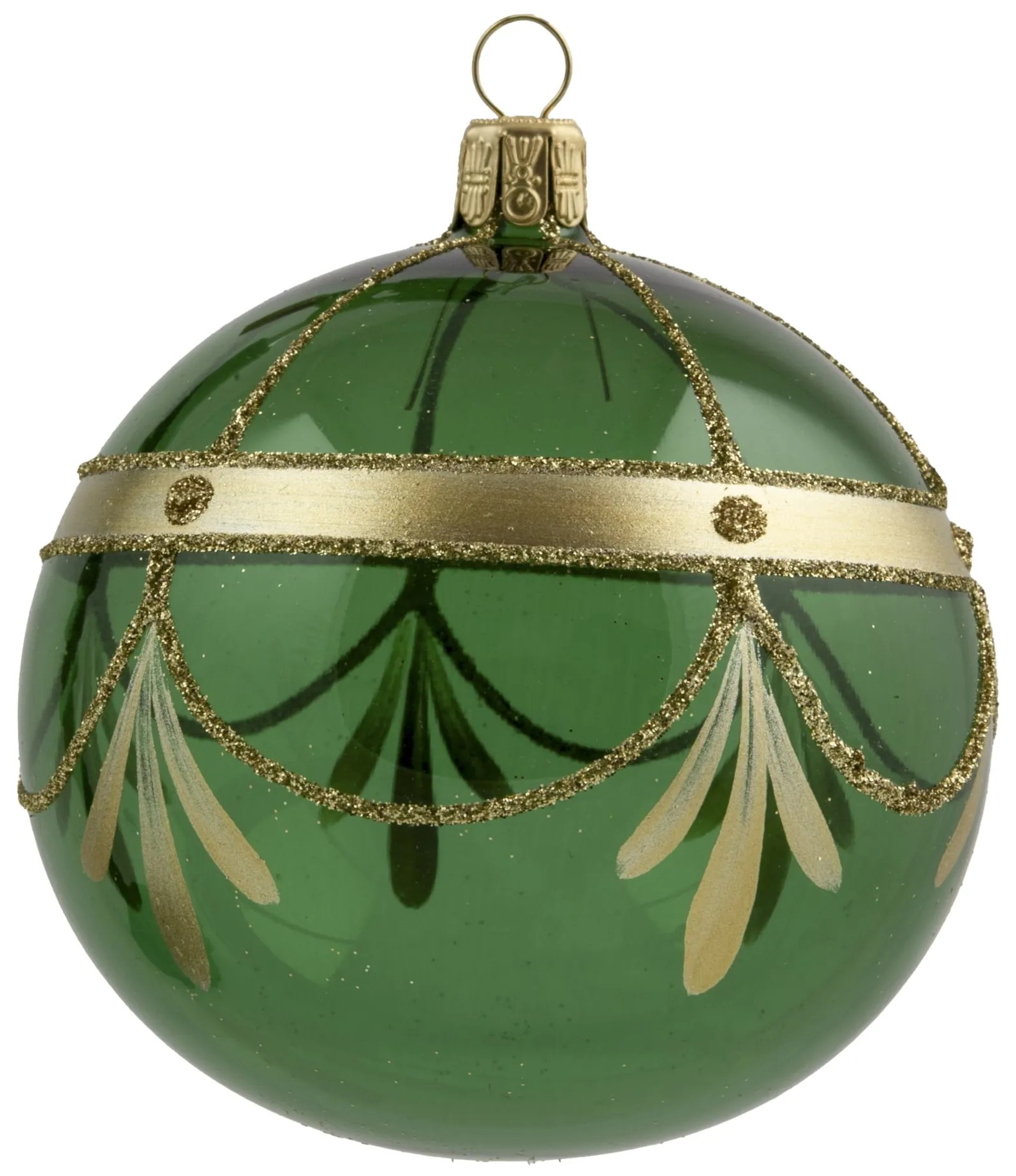 Bella Rose Sklenená vianočná ozdoba Guľa Zelená Lesk 2