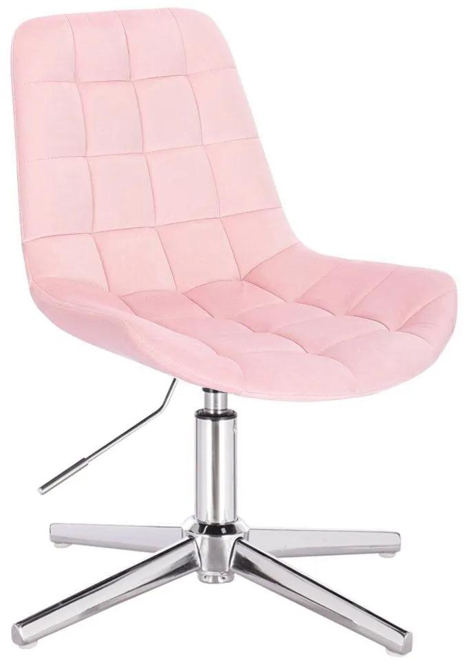 LuxuryForm DESIGN Stolička PARIS VELUR na striebornom kríži - svetlo ružová