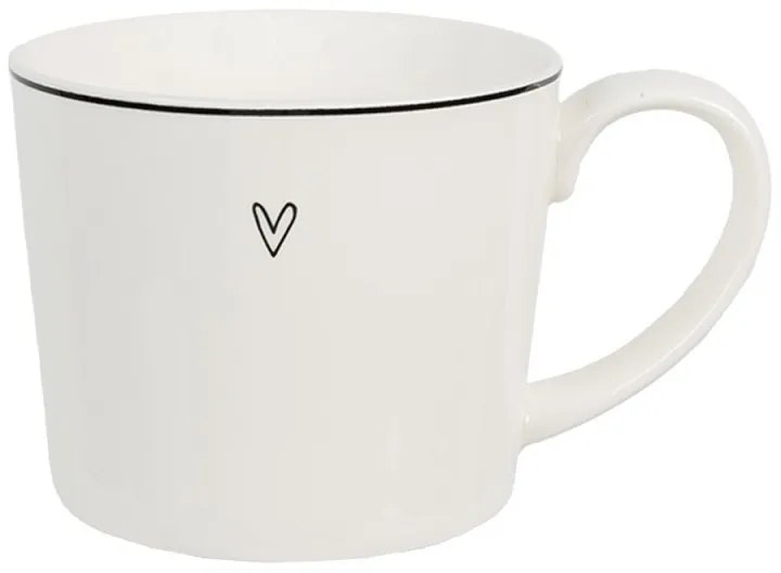 Biely hrnček so srdiečkom Lovely Day - 12*8*7 cm / 275 ml