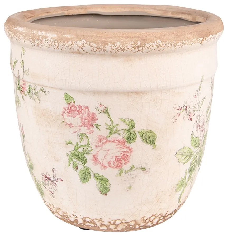 Keramický obal na kvetináč s ružami Rossia L - Ø18*17 cm
