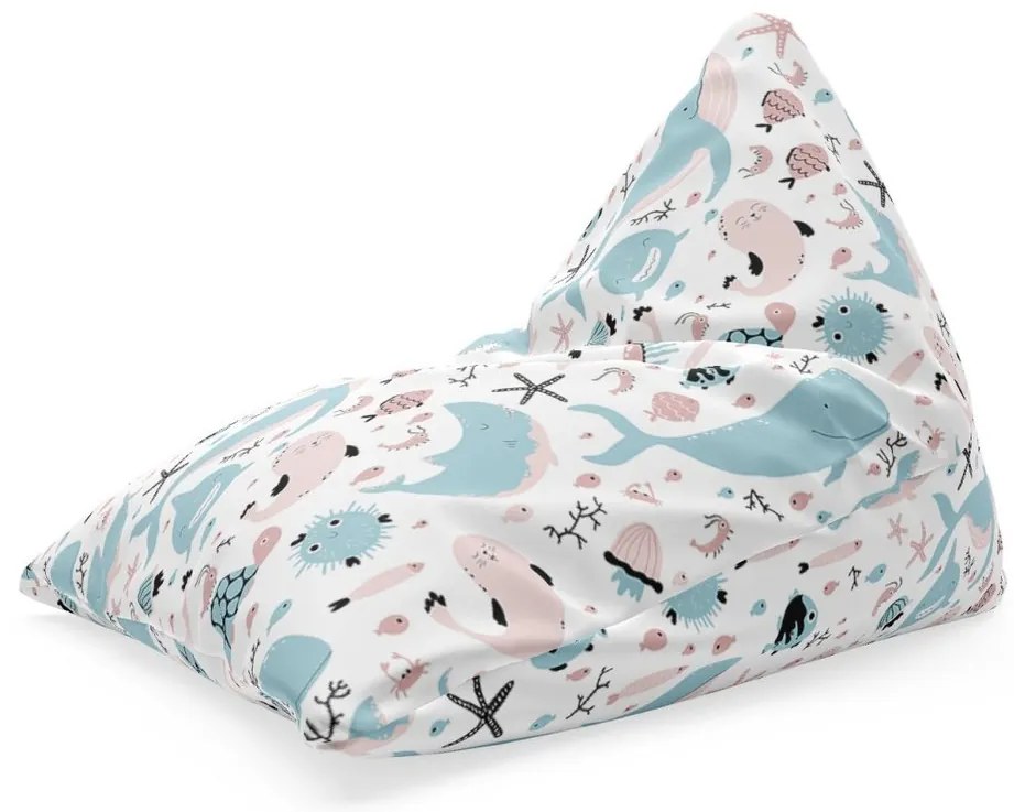 Sedací vak Triangl kreslený morský svet, farebná
