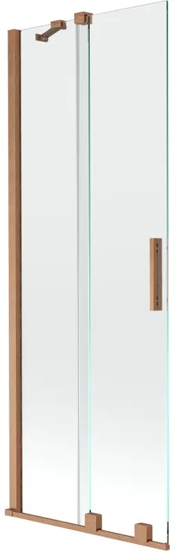 Mexen Velar, 2-krídlová posuvná vaňová zástena 70 x 150 cm, 8mm číre sklo, medená matná, 896-070-000-01-65