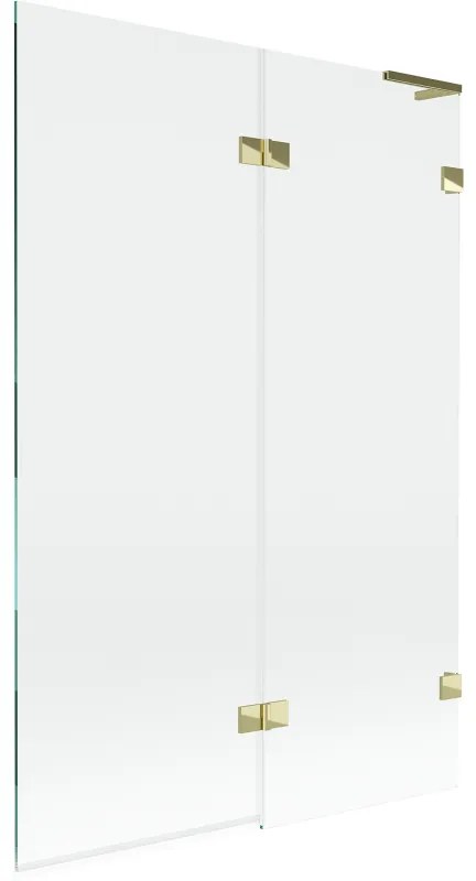 Mexen Lunar L, 2-krídlová vaňová zástena pravá 120 x 150 cm, číre sklo, zlatá lesklá, 897L-120-100-50-00-P