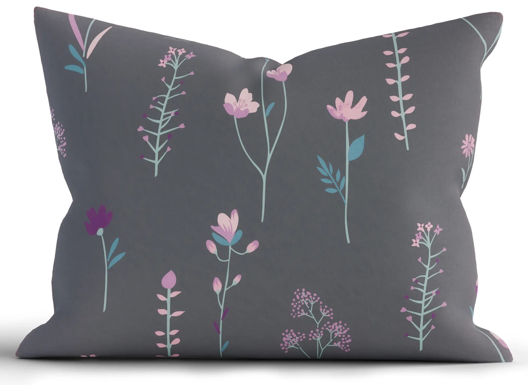Bavlnená obliečka na vankúš Renforcé 70 × 90 cm - Vlčie maky tmavo šedé