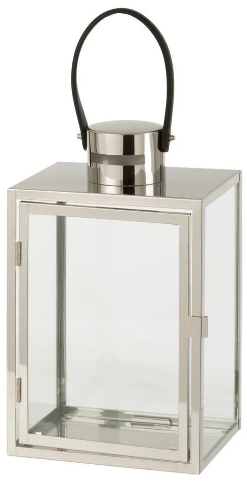 Strieborný kovový lampáš Recin - 21*15*43cm Strieborný kovový lampáš Recin - 21*15*43cm