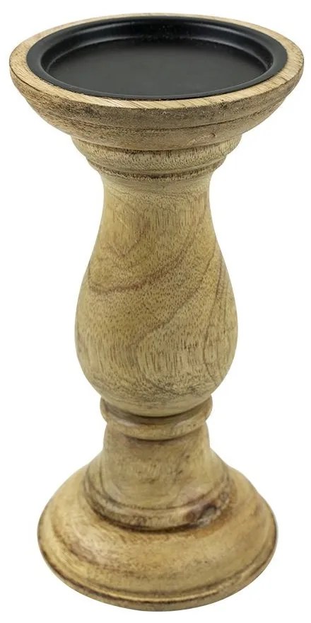 Drevený svietnik Manu z mangového dreva S - Ø 10*20cm Drevený svietnik Manu z mangového dreva S - Ø 10*20cm