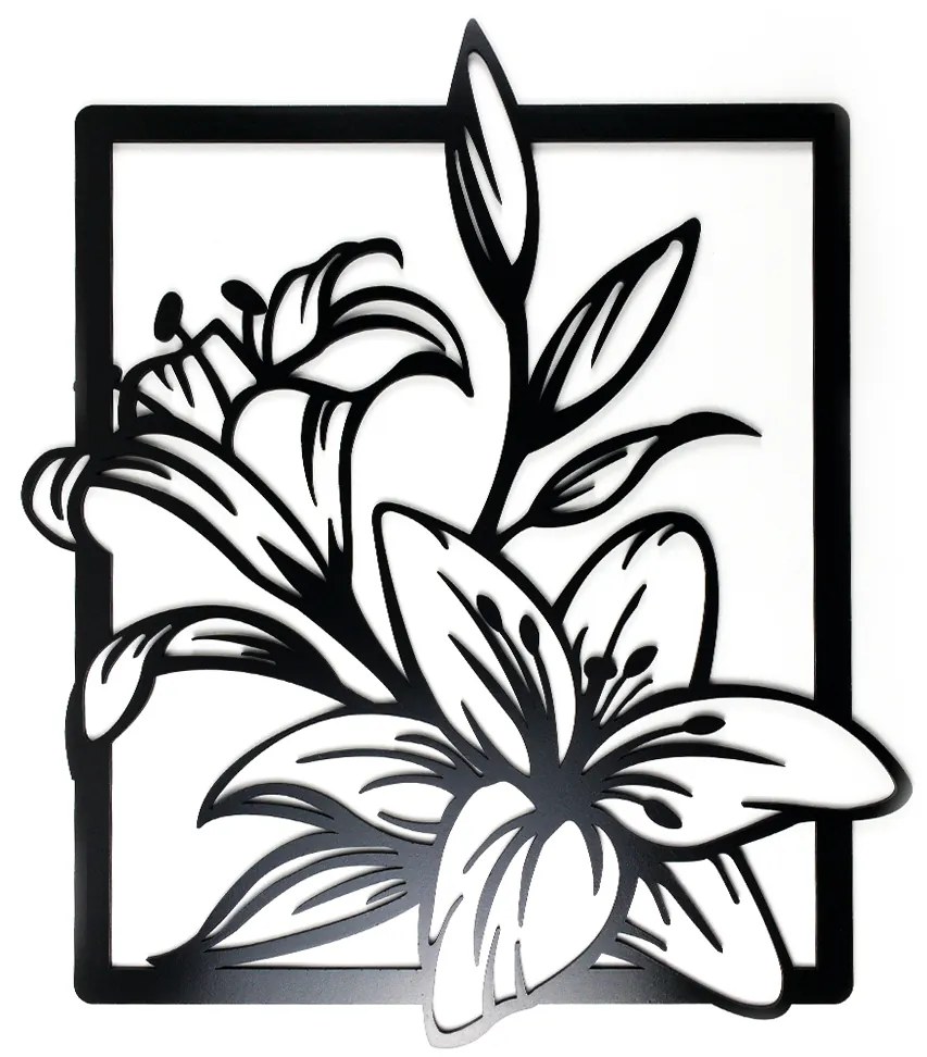 Veselá Stena Drevená nástenná dekorácia Ľalia čierna