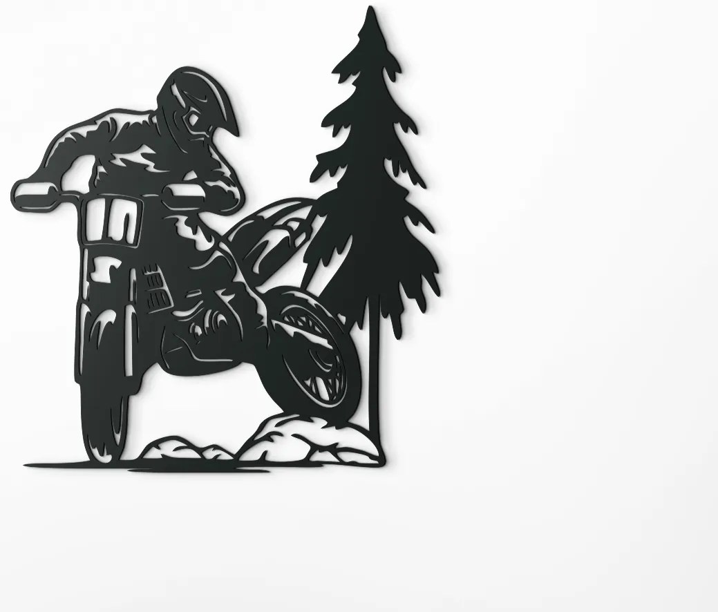 drevko Drevená nálepka Motorka cross Rozmer obrazu: 35,5 x 32,5 cm, Farba dekorácie: Čierna