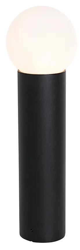 Čierna vonkajšia stojaca lampa s opálovým sklom 50 cm IP44 - Huma