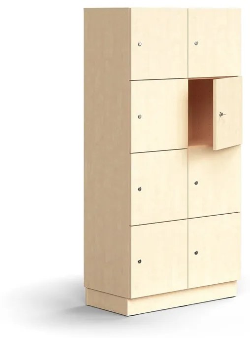 Priehradková skrinka QBUS, 8 priehradiek, so soklom, 1636x800x420 mm, breza