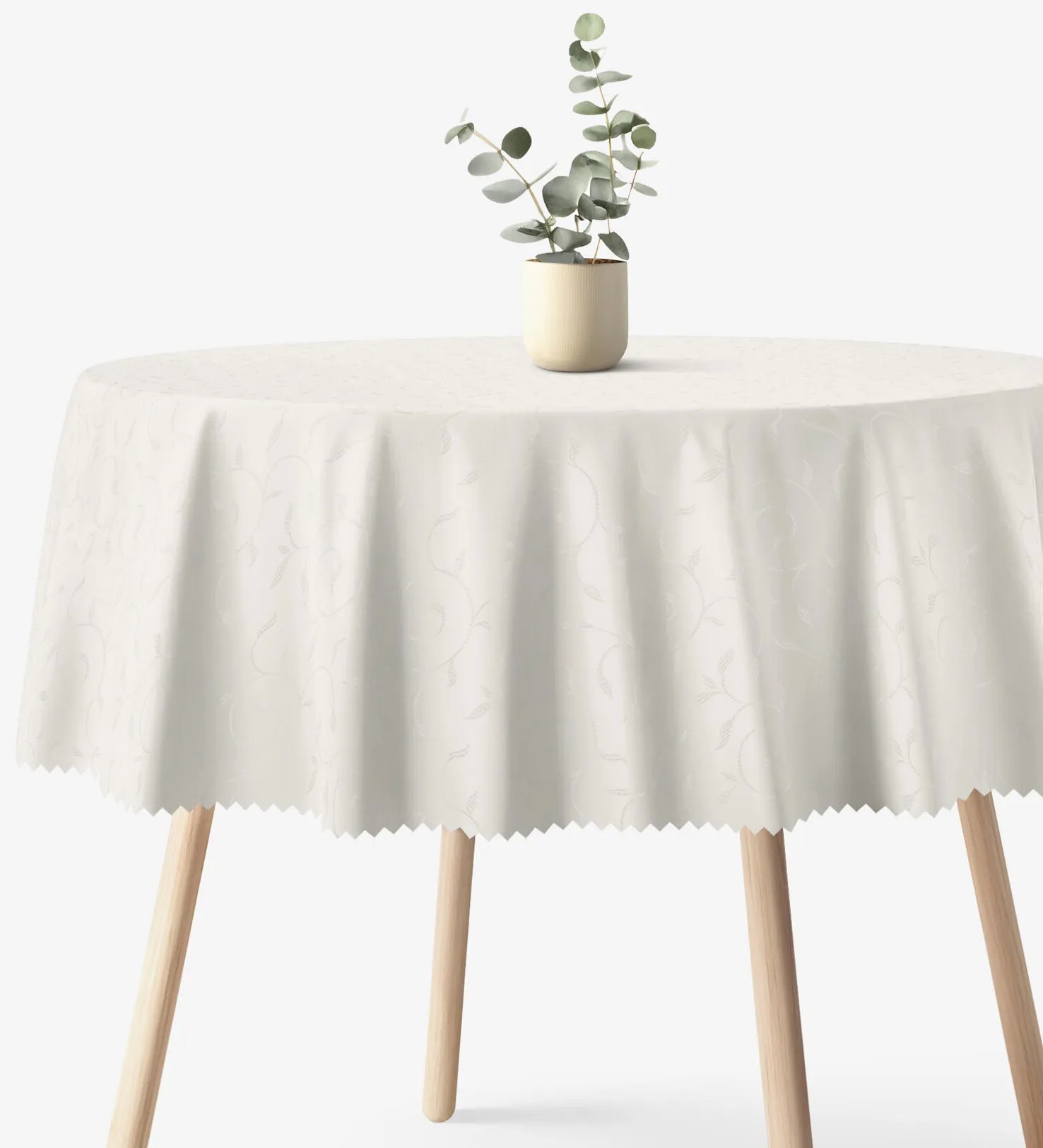 Goldea sviatočný okrúhly teflónový obrus - smotanový s veľkými ornamentmi Ø 120 cm