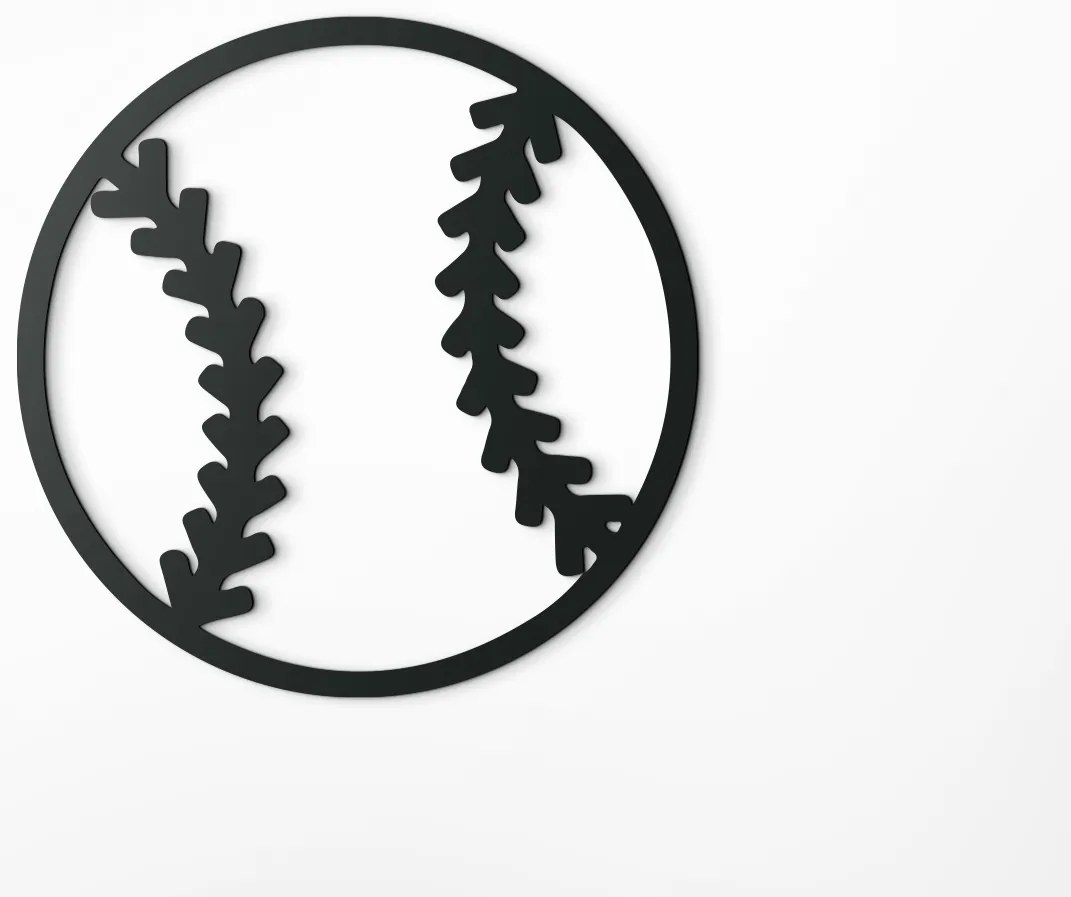 drevko Drevená nálepka Baseballová lopta Rozmer obrazu: 32,5 x 32,5 cm, Farba dekorácie: Čierna