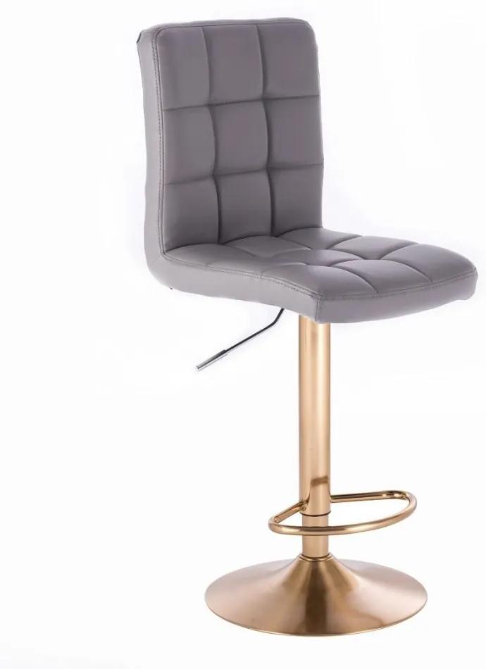 LuxuryForm DESIGN Barová stolička TOLEDO na zlatom tanieri - šedá