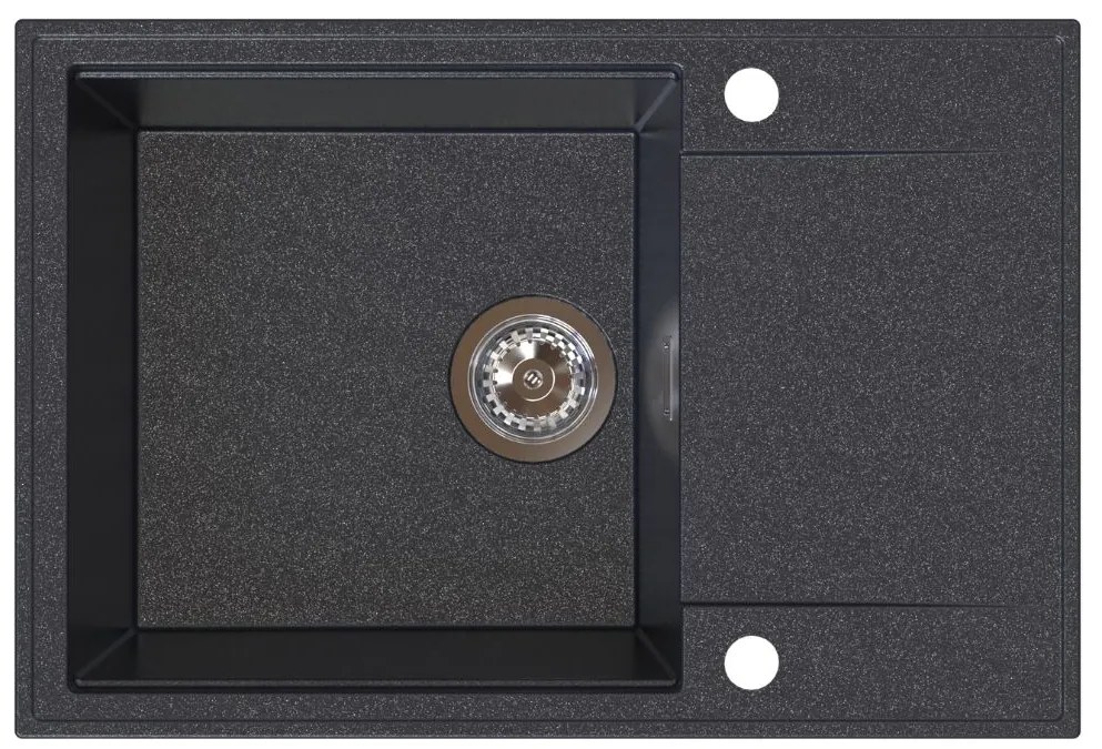 Sink Quality Sink55, kuchynský granitový drez 680x460x215 mm + chrómový sifón, čierna škvrnitá, SKQ-SINK.B.1KDO.X